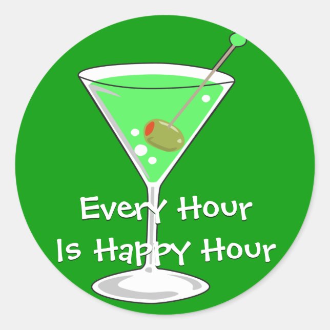 Redonda Pegatina de Green Martini (Anverso)