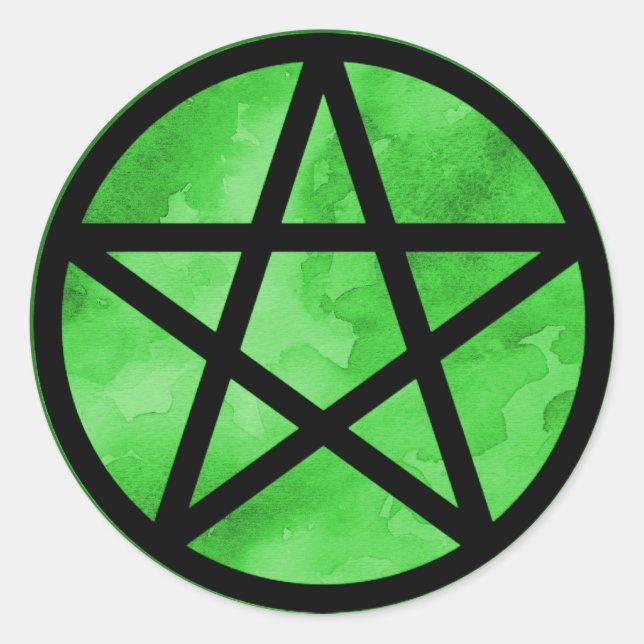 Redonda Pegatina de Green Pentacle (Anverso)