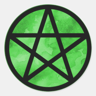 Redonda Pegatina de Green Pentacle