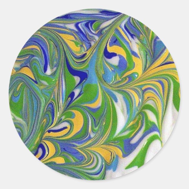 Redonda Pegatina de Green Swirls (Anverso)