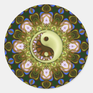 Redonda Pegatina de Green YinYang Mandala