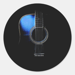Redonda Pegatina de guitarra acústica azul