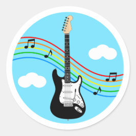 Redonda Pegatina de guitarra eléctrica cielo arcoíris músi