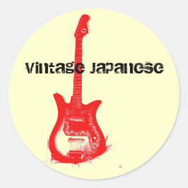 Redonda Pegatina de guitarra japonesa vintage