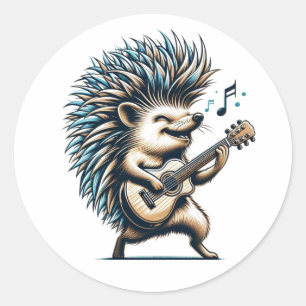 Redonda Pegatina de guitarra Rockin' Hedgehog