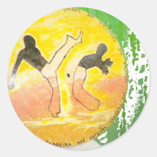 Redonda pegatina de hacha ginga de capoeira