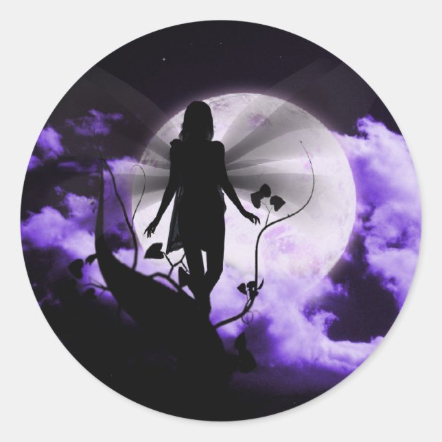 Redonda Pegatina de hadas de ensueño de Beanstalk (Anverso)