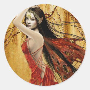 Redonda Pegatina de hadas de otoño