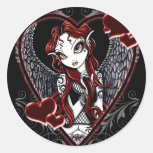 Redonda Pegatina de hadas del el día de San Valentín de