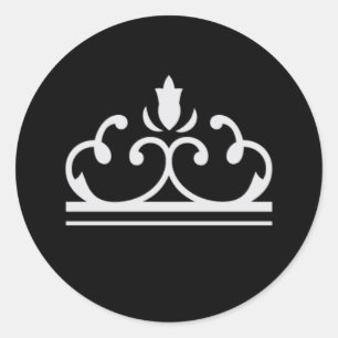 Redonda Pegatina de hadas plateadas (negro)