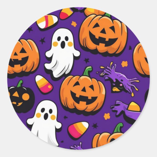 Redonda Pegatina de Halloween (Anverso)
