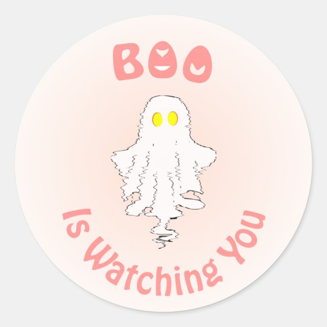 Redonda Pegatina de Halloween | Boo Te Está Vigilando (Anverso)