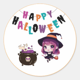 Redonda Pegatina de Halloween/bruja/otoño/octubre