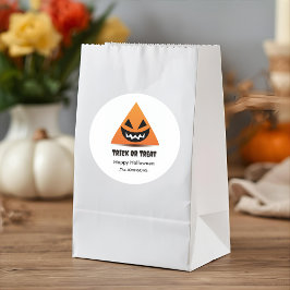 Redonda Pegatina de Halloween - Cara de calabaza triangula