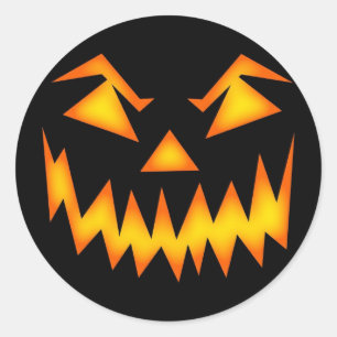 Redonda Pegatina de Halloween con Calabaza Naranja