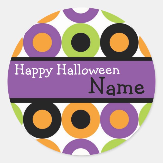 Redonda Pegatina de Halloween con retro lindo (Anverso)