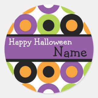 Redonda Pegatina de Halloween con retro lindo