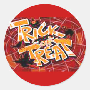 Redonda Pegatina de Halloween con trucos o trucos