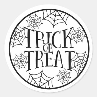 Redonda Pegatina de Halloween con trucos o trucos