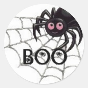Redonda Pegatina de Halloween de araña con ojos rosados