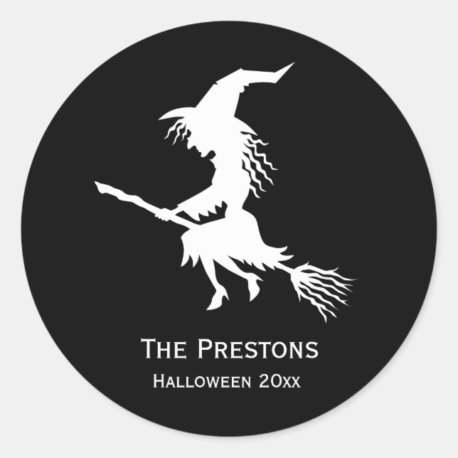 Redonda Pegatina de Halloween de bruja (Anverso)