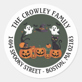 Redonda Pegatina de Halloween de Crowley Family personaliz