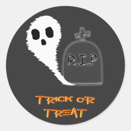 Redonda Pegatina de Halloween de fantasma espeluznante con