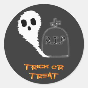 Redonda Pegatina de Halloween de fantasma espeluznante con