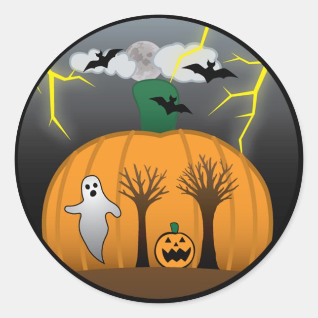 Redonda Pegatina de Halloween de Mat (Anverso)