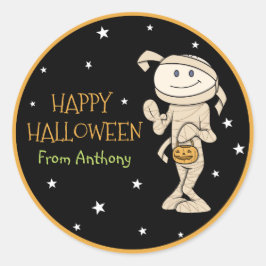 Redonda Pegatina de Halloween de Momia Personalizada de Fu