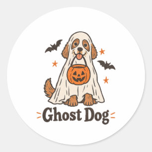 Redonda Pegatina de Halloween de perro fantasma Mamá per