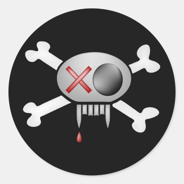 Redonda Pegatina de Halloween de Skull and Bones (Anverso)
