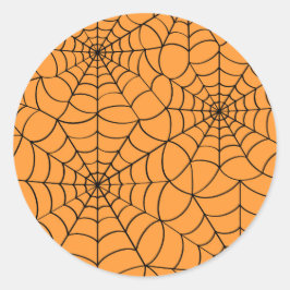 Redonda Pegatina de Halloween Naranja con Spider Web