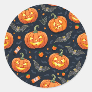 Redonda Pegatina de Halloween Pumkin
