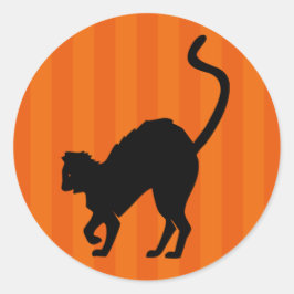 Redonda Pegatina de Halloween, un gato aterrador