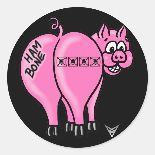 Redonda pegatina de hambone (Anverso)