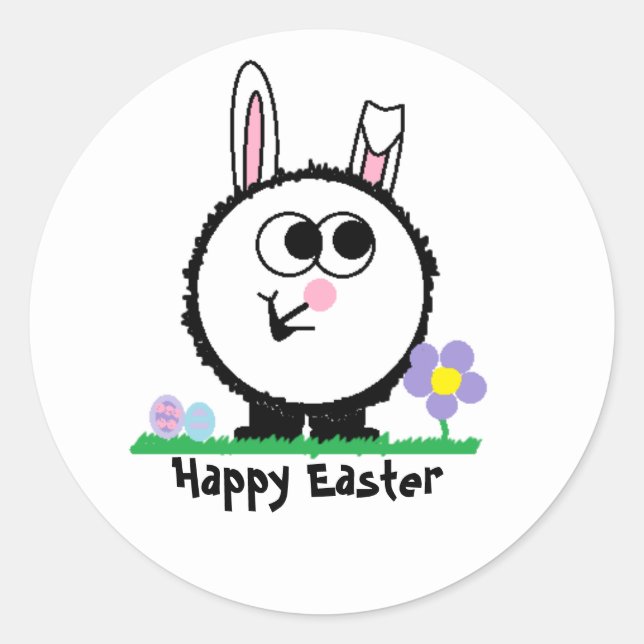 Redonda Pegatina de Happy Easter Weeble (Anverso)