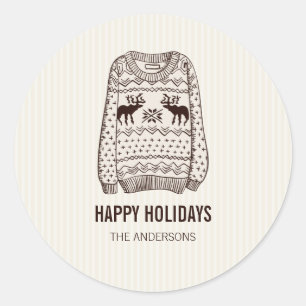 Redonda Pegatina de Happy Holidays Holiday Essentials
