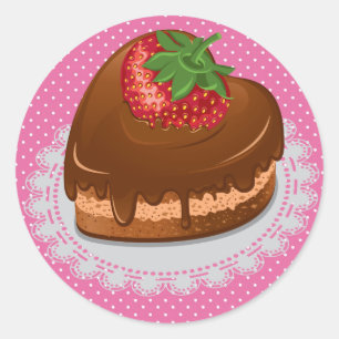 Redonda Pegatina de Heart Cake
