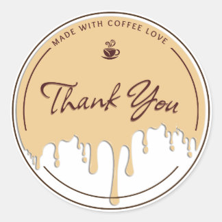 Redonda Pegatina de Hecho Con Amor de Café Gracias