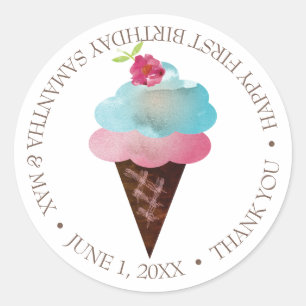 Redonda Pegatina de helado cream cone