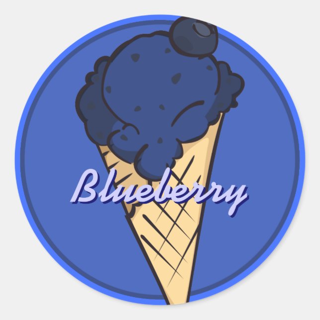Redonda Pegatina de helados de Blueberry (Anverso)