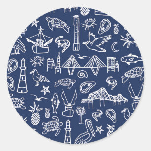 Redonda Pegatina de herramientas de la Marina Blue Charles