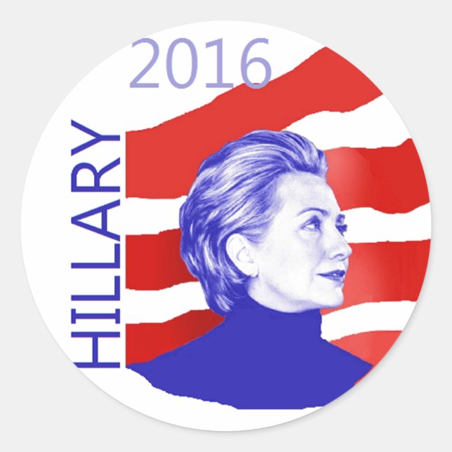 Redonda Pegatina de Hillary 2016 (Anverso)