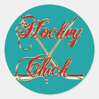 Redonda Pegatina de Hockey Chick
