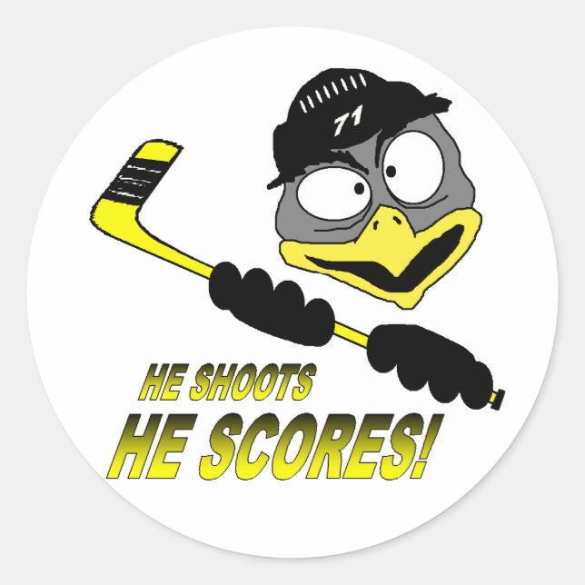 Redonda Pegatina de Hockey sobre Pingüino (Anverso)