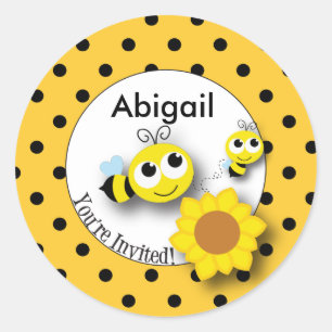 Redonda Pegatina de Honey Bee