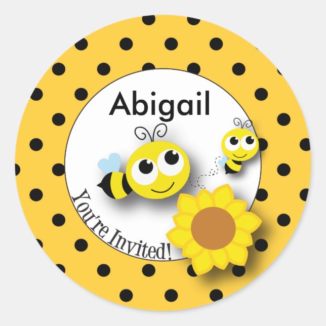 Redonda Pegatina de Honey Bee (Anverso)