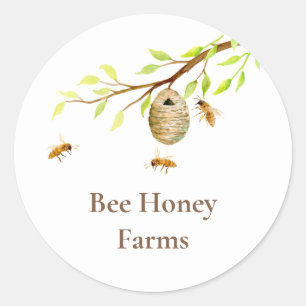 Redonda Pegatina de Honey Bee