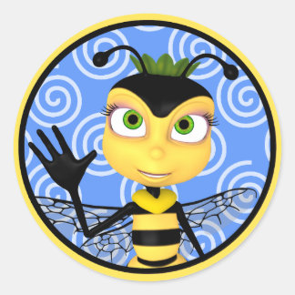 Redonda Pegatina de Honey Bee Toon